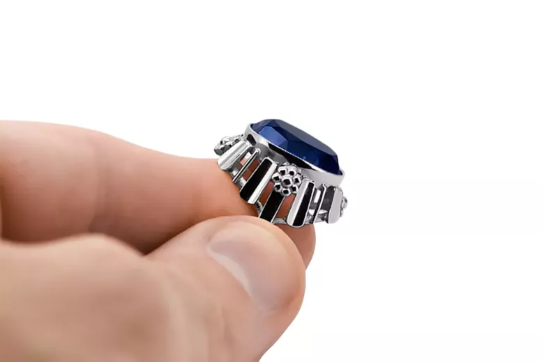 Sterling silver 925 Sapphire Ring Vintage craft vrc043s